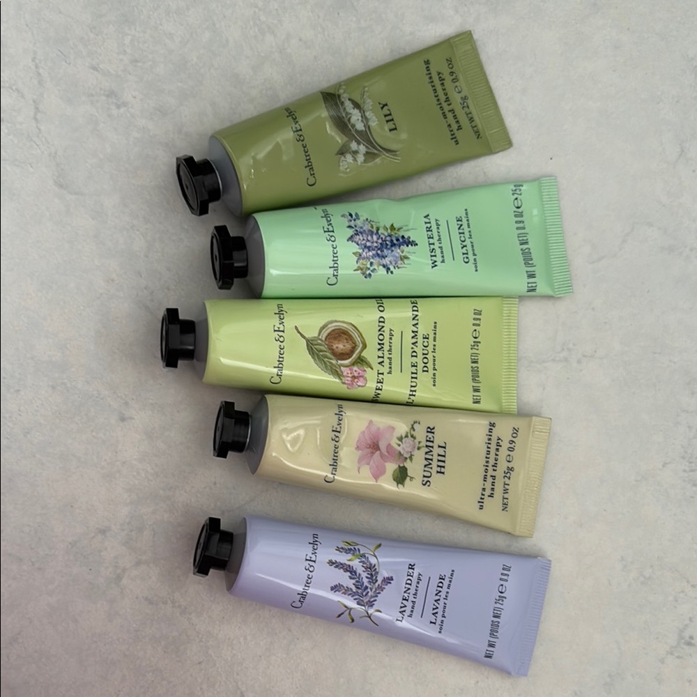 Crabtree & Evelyn Pastel Hand Cream Set - Green, Mint, Yellow, Lavender, Peach